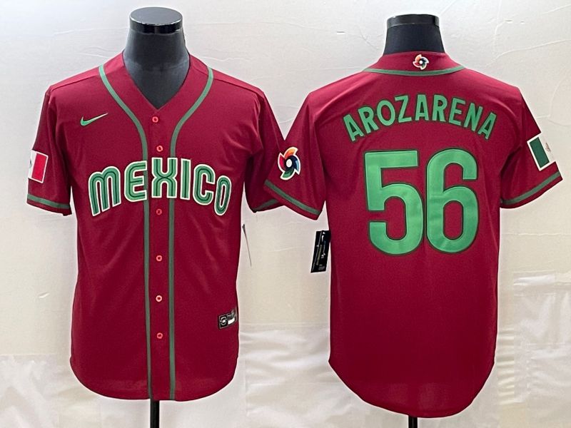 Men 2023 World Cub Mexico #56 Arozarena Red Nike MLB Jersey15->->MLB Jersey